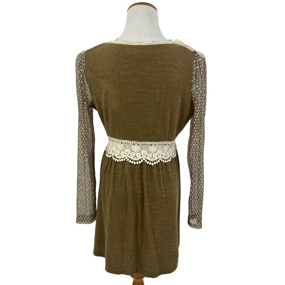 RARE Anthropologie x A'Reve Vintage-Inspired Lace & Feather Trim Knit Sweater - Picture 7 of 12